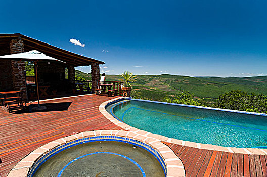 游泳池,模糊,山,住宿,南非,非洲