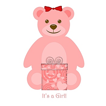 粉色,女孩,泰迪熊,礼物