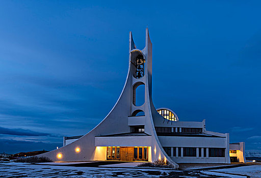 乡村,斯奈山半岛,冬天,教堂,著名,现代建筑,冰岛,大幅,尺寸