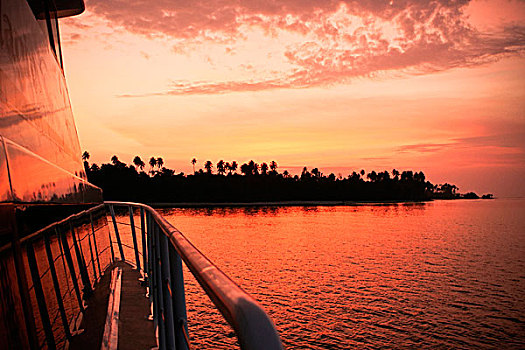 泛舟,日落,印度尼西亚