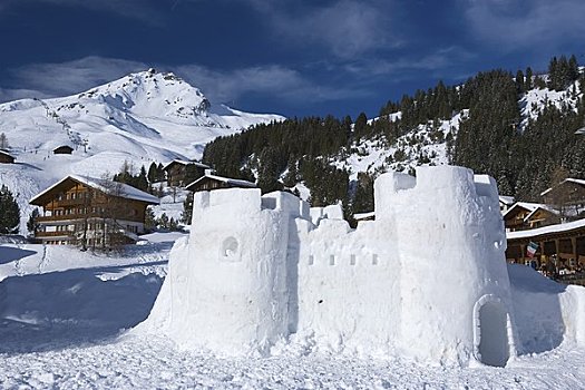 雪,城堡,瑞士