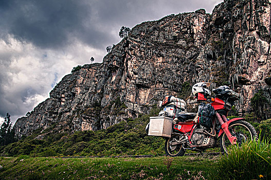 旅游,摩托车,石头,山,哥伦比亚