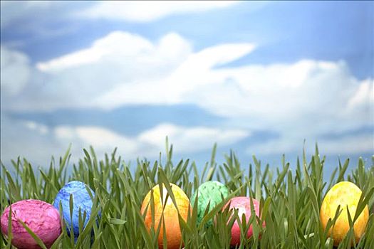 彩色,复活节彩蛋,草地