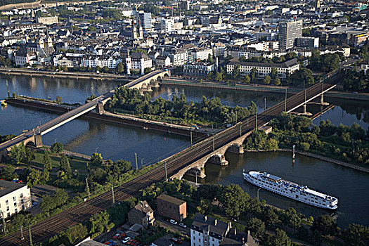 桥,上方,摩泽尔,河,科布伦茨,莱茵兰普法尔茨州,德国,欧洲