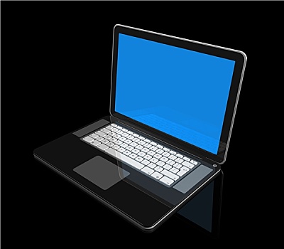 黑色,笔记本电脑,隔绝,黑色背景
