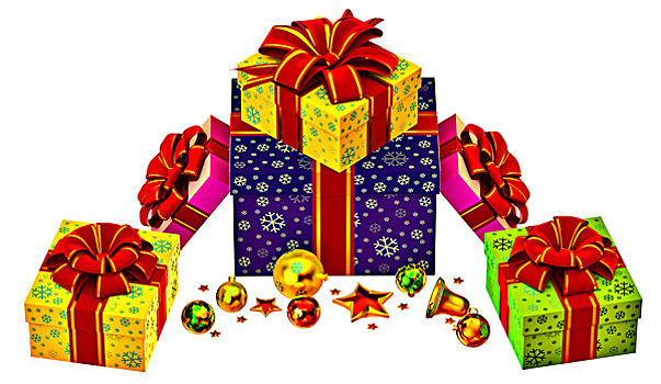 圣诞树,玩具,礼物,红色,蝴蝶结