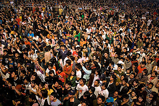 年轻人,泰国,一堆,流行,乐队,音乐会,清迈,一月,2007年