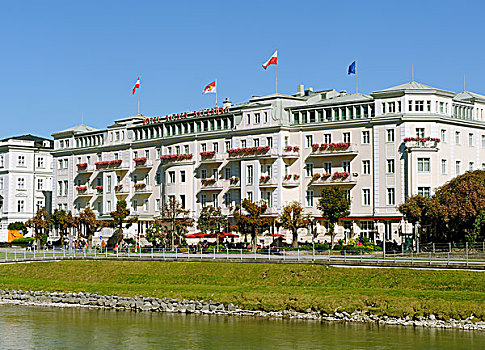 酒店,萨克大蛋糕,萨尔察赫河,河,萨尔茨堡,奥地利,欧洲