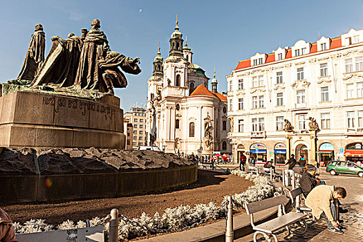 老城广场,教堂,布拉格,捷克共和国