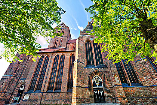 教堂,魏斯玛,波罗的海岸,梅克伦堡州,德国,欧洲