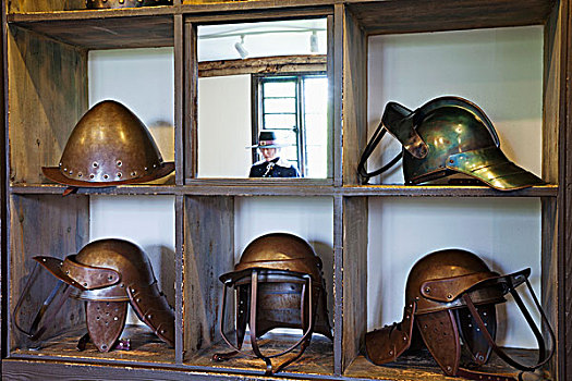 英格兰,剑桥郡,房子,博物馆,展示,内战,军事,头盔