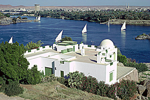 房子,三桅小帆船,尼罗河,阿斯旺,埃及