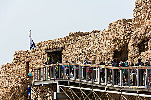 以色列,约旦河西岸,马萨达,国家公园,要塞,桥,东方,大门,石头,旅游