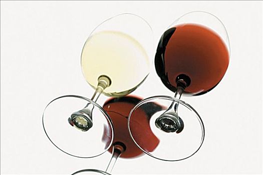 玻璃杯,红色,白色,葡萄酒