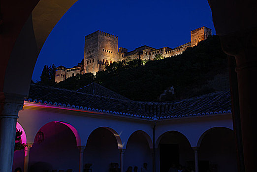 山顶,城堡,格拉纳达,安达卢西亚,西班牙,阿尔罕布拉