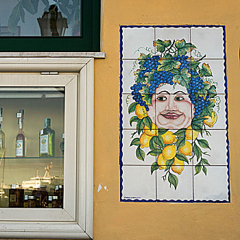砖瓦,壁画,墙壁,酒铺,窗户,坎帕尼亚区,意大利