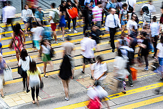 俯视,通勤,忙碌,香港,街道