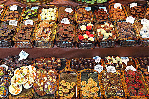 巧克力,糖果,市场货摊,巴塞罗那,西班牙
