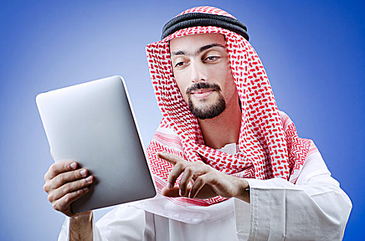 年轻,阿拉伯,平板电脑
