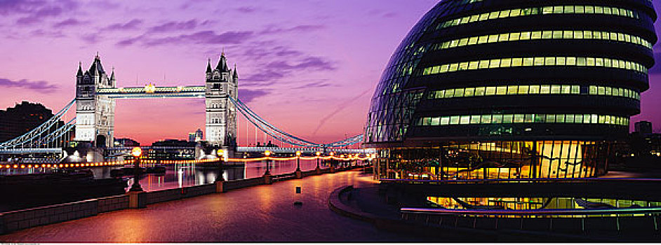 桥,黎明,伦敦,英格兰