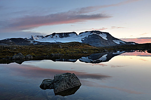 湖,山,尤通黑门山,国家公园,挪威,欧洲