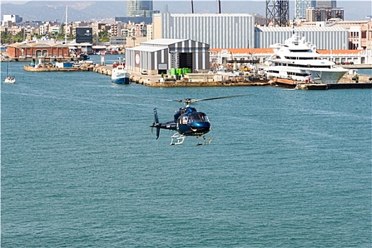 直升飞机,服务,港口,巴塞罗那