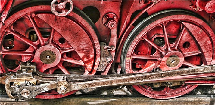 红色,复古,列车,轮子