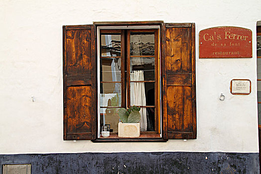 窗户,餐馆,米诺卡岛,西班牙,欧洲