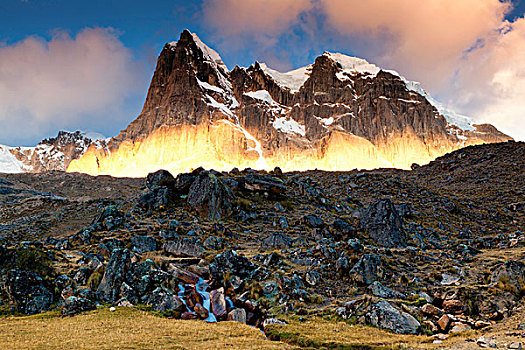 岩石,早晨,亮光,内华达,山脉,安第斯山脉,秘鲁,南美
