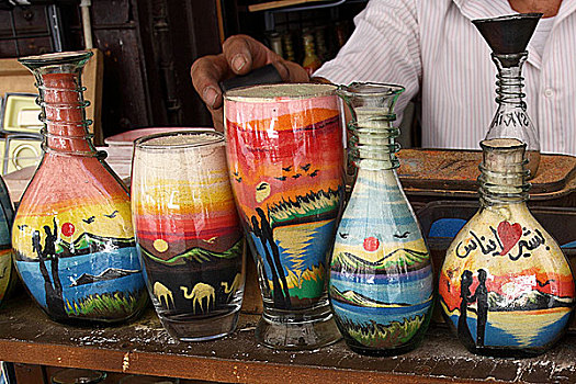 叙利亚大马士革阿拉伯市场-传统手工艺沙瓶