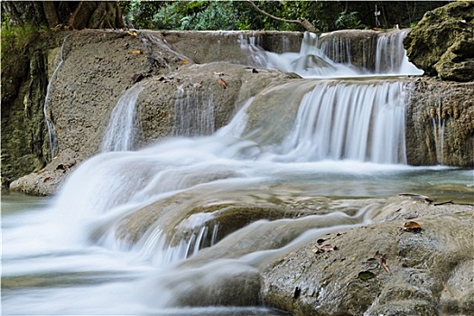 层叠,瀑布,沙拉武里,泰国