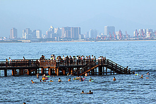 北戴河,沙滩,阳伞,夏日,浴场,游客,海边,海浪,海岸线