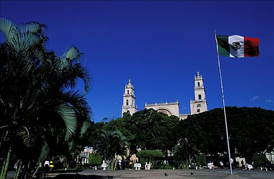 墨西哥,尤卡坦半岛,梅里达,大教堂,马约尔广场,活泼,局部,城市