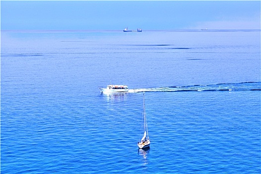 船,利古里亚海岸,意大利,海港,卡莫利,蔚蓝,蓝色,地中海,蓝色调