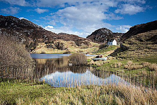 风景,晴朗,遥远,湖,乡村风光,苏格兰