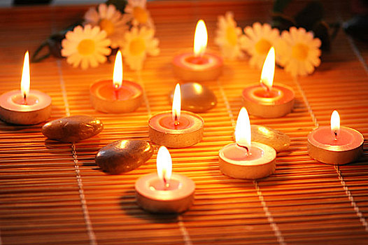 蜡烛,花,鹅卵石,芳香疗法,疗法