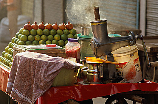 水果,果汁,货摊,新德里,印度,亚洲