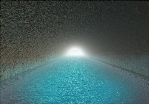 海洋,洞穴,蓝色,隧道