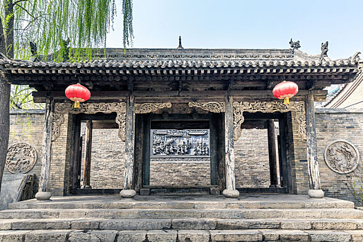 中国山西省平遥文庙中式门楼古建筑