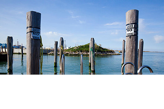 游泳,禁止,木质,码头,泻湖,威尼斯