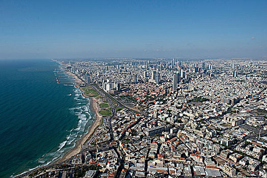 航拍,海岸线,城市,特拉维夫,以色列