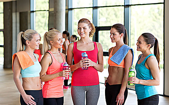 健身,运动,培训,健身房,生活,概念,群体,女人,水瓶