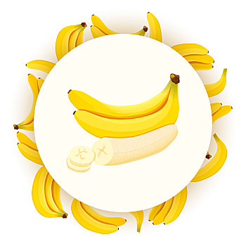 圆,徽章,成熟,新鲜,香蕉,隔绝,白色背景,背景