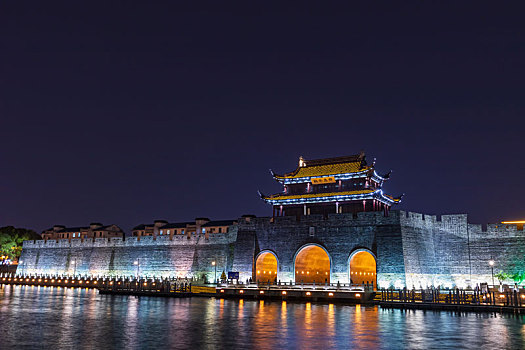 苏州市姑苏区平门景区夜景风光