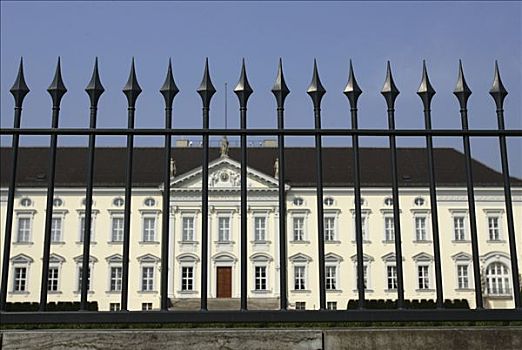城堡,贝尔维尤,后面,栅栏,家,德国,联邦,总统,欧洲