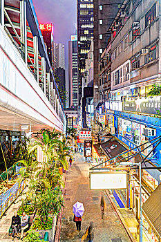 扶梯,人行道,市中心,香港,中国