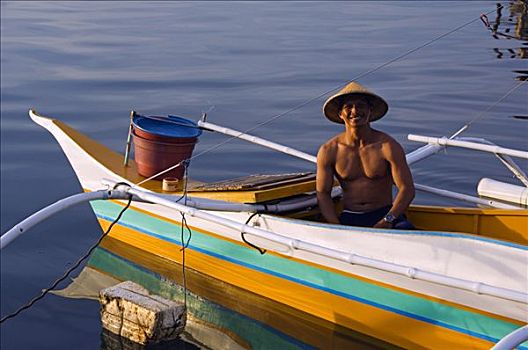 菲律宾,巴拉望岛,波多黎各,捕鱼者,彩色,渔船