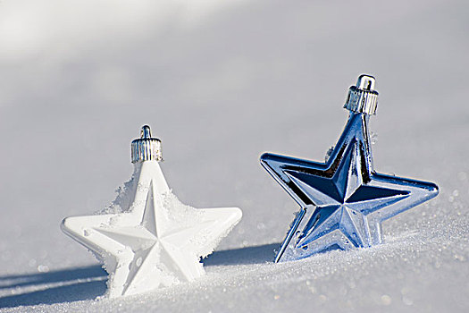 星,圣诞装饰,雪中