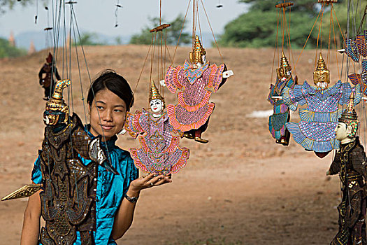 亚洲,缅甸,蒲甘,木偶,展示