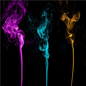 三个,彩色,吸烟